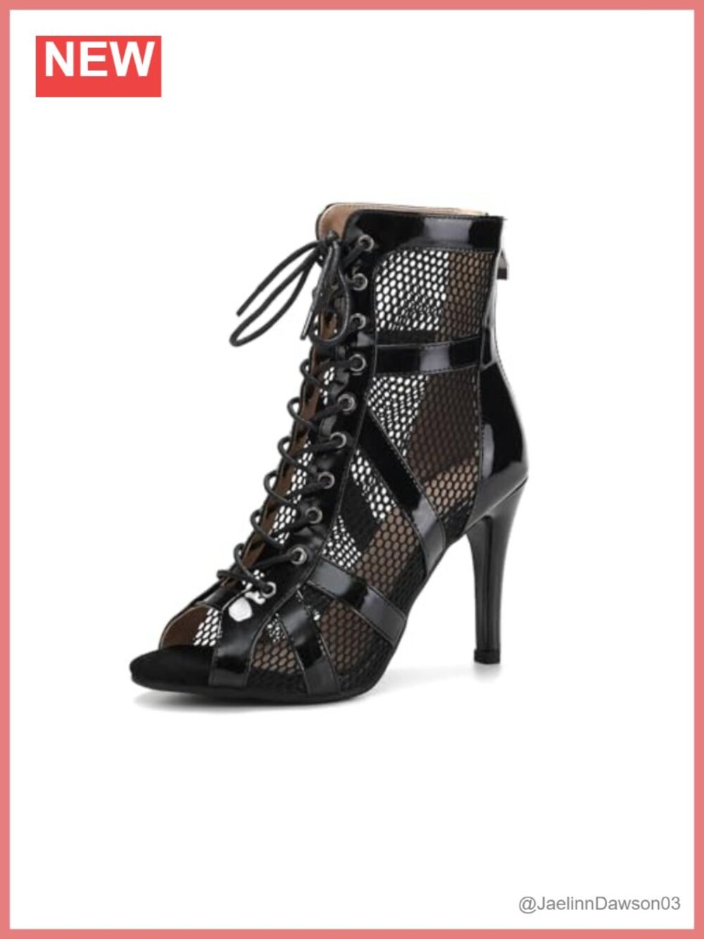 Women's Lace Up Ankle Boots PU Leather Dance Heels